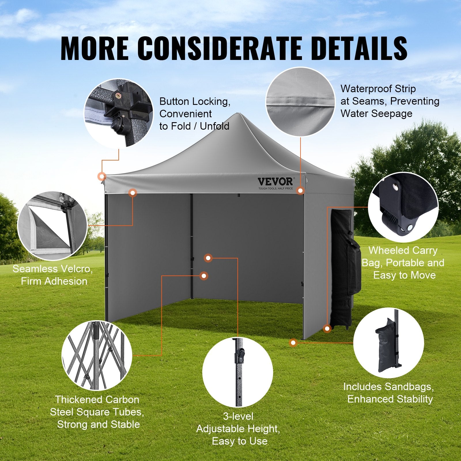 Atviroji pavėsinė VEVOR Pop Up Canopy, 304,8 x 304,8 cm