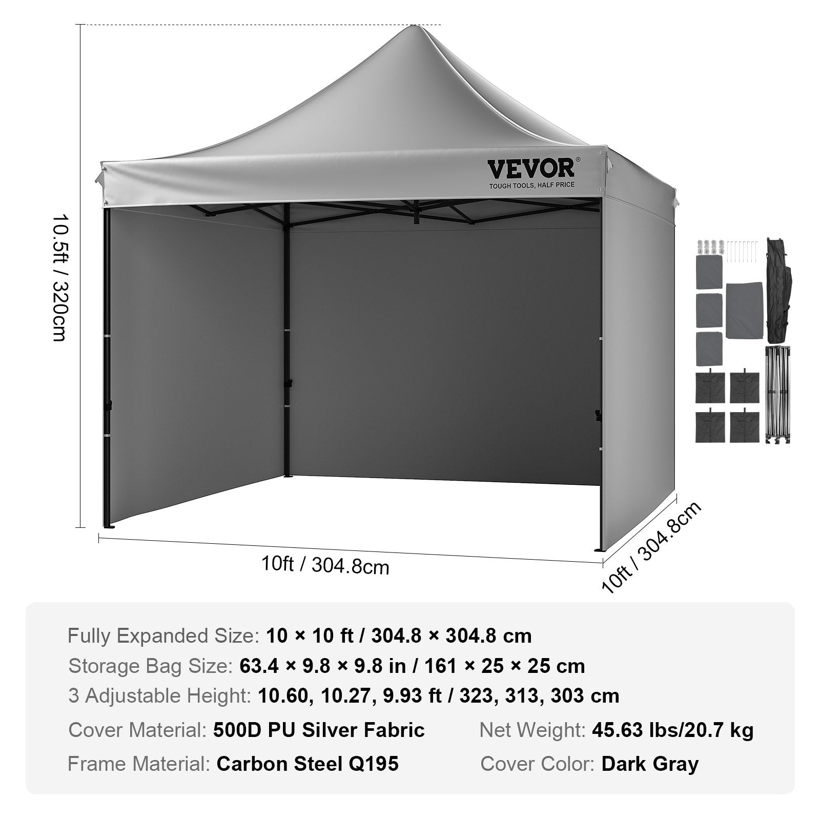 Atviroji pavėsinė VEVOR Pop Up Canopy, 304,8 x 304,8 cm