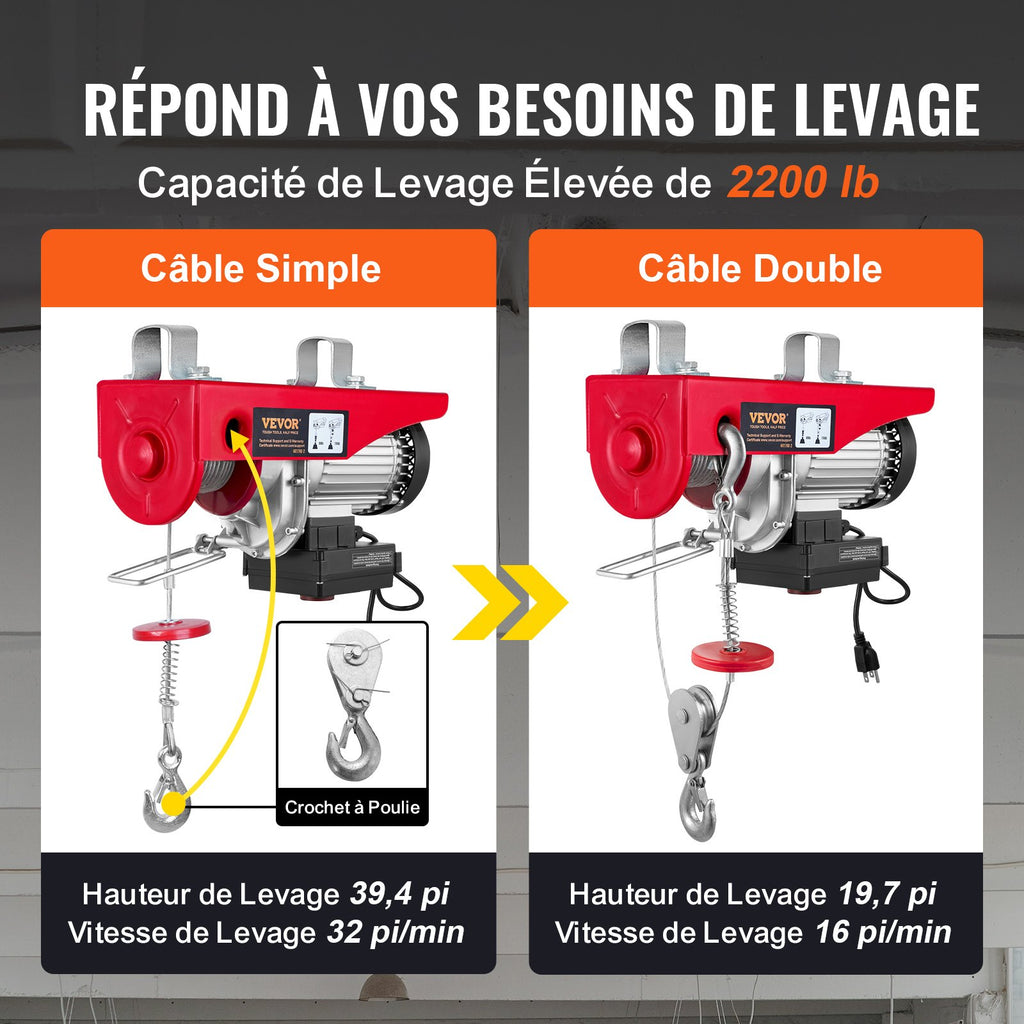 Elektrinė gervė VEVOR 1000 kg, 1600W