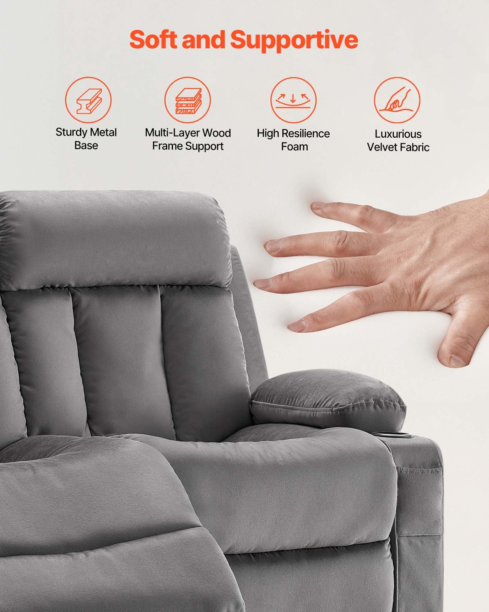 Dvivietė elektrinė masažinė sofa VEVOR A1505-2DLR, su šildymo ir masažo funkcijomis