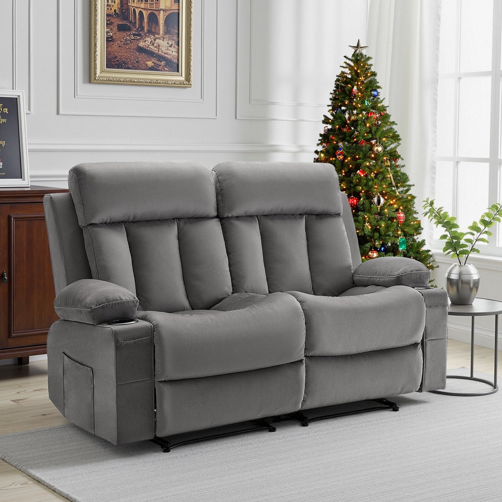 Dvivietė elektrinė masažinė sofa VEVOR A1505-2DLR, su šildymo ir masažo funkcijomis