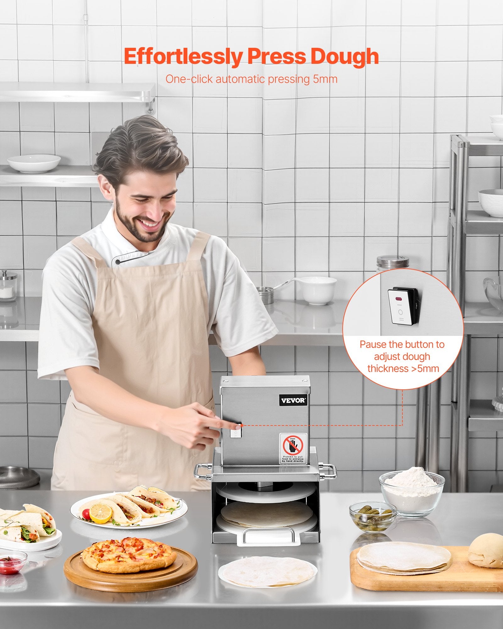 Elektrinis tešlos presas VEVOR APD24-C, 15 cm