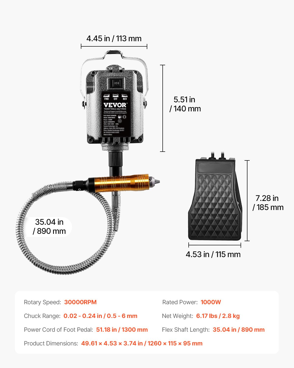 Lankstaus veleno šlifuoklis VEVOR JHDMJEU0, 1000 W
