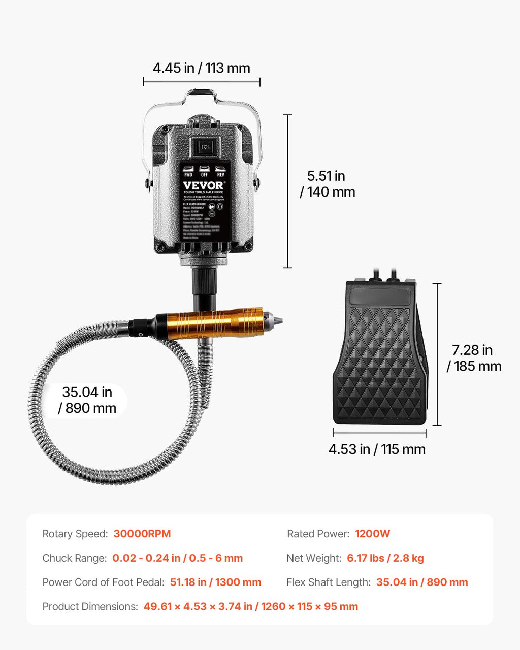 Lankstaus veleno šlifuoklis VEVOR JHDMJEU2, 1200 W