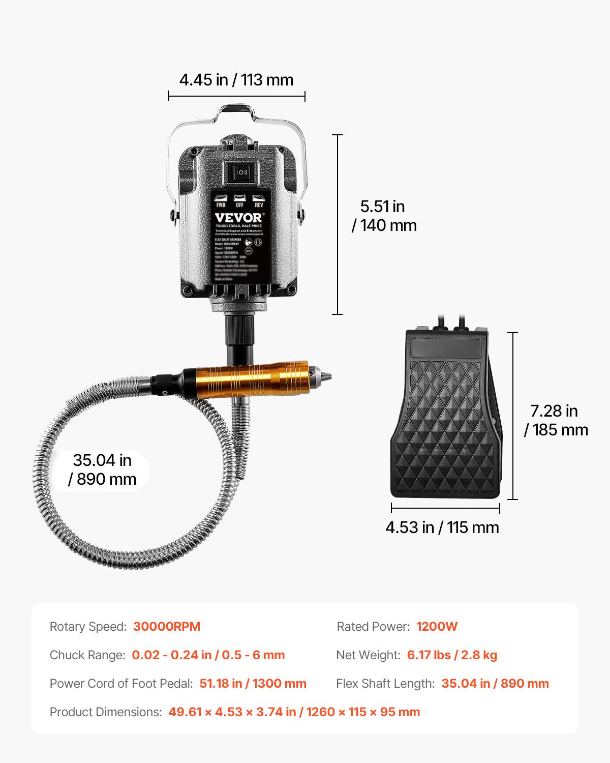 Lankstaus veleno šlifuoklis VEVOR JHDMJEU2, 1200 W