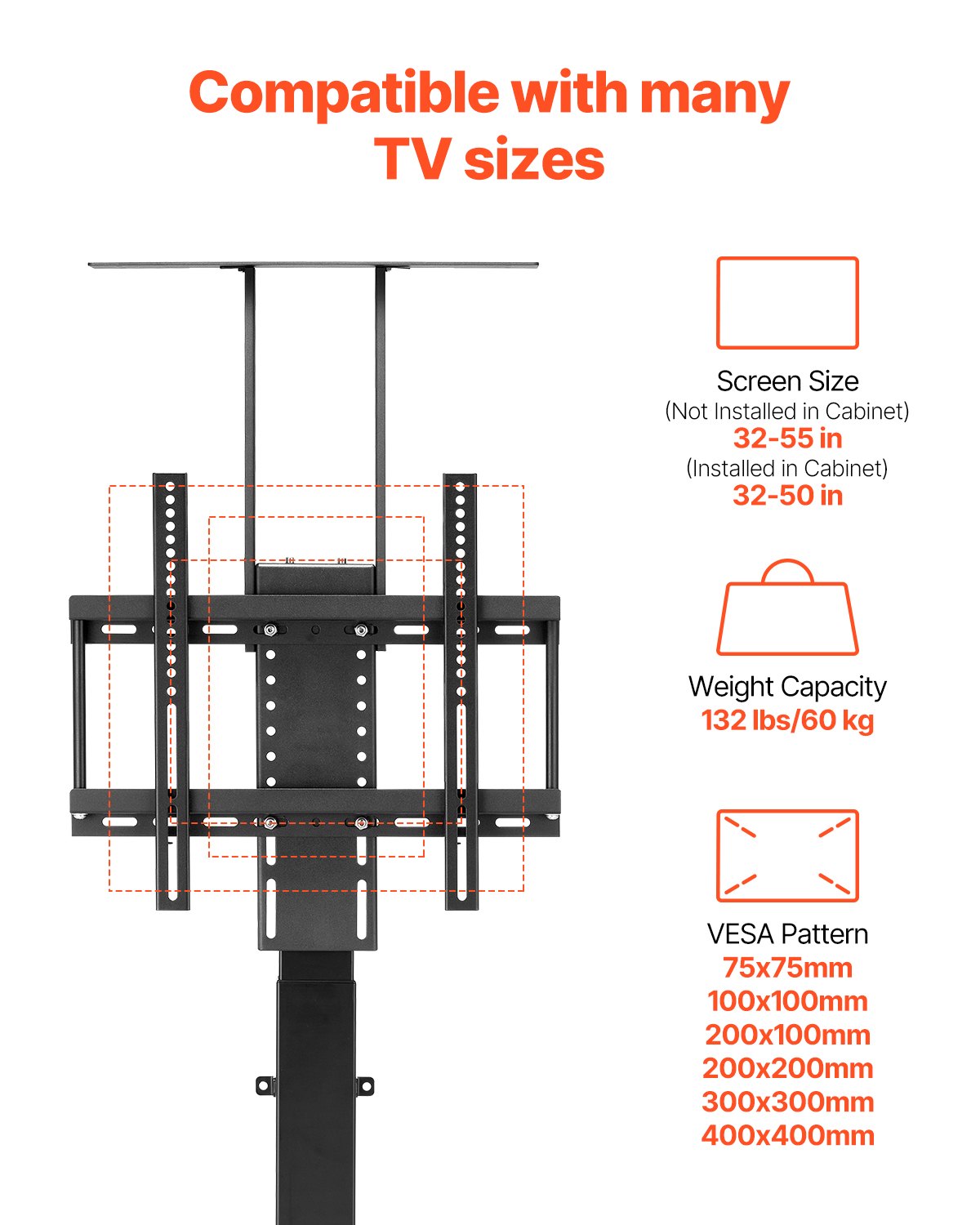Motorizuotas TV laikiklis VEVOR OK888-DD560, 60 kg apkrova