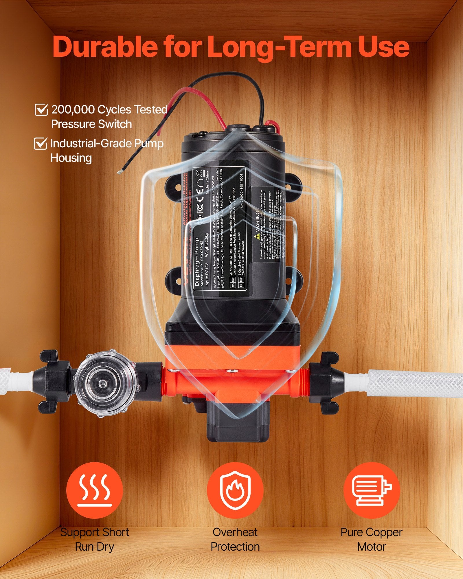 Vandens siurblys VEVOR LSDP1-050-070-42, 12V 18,9 l/min
