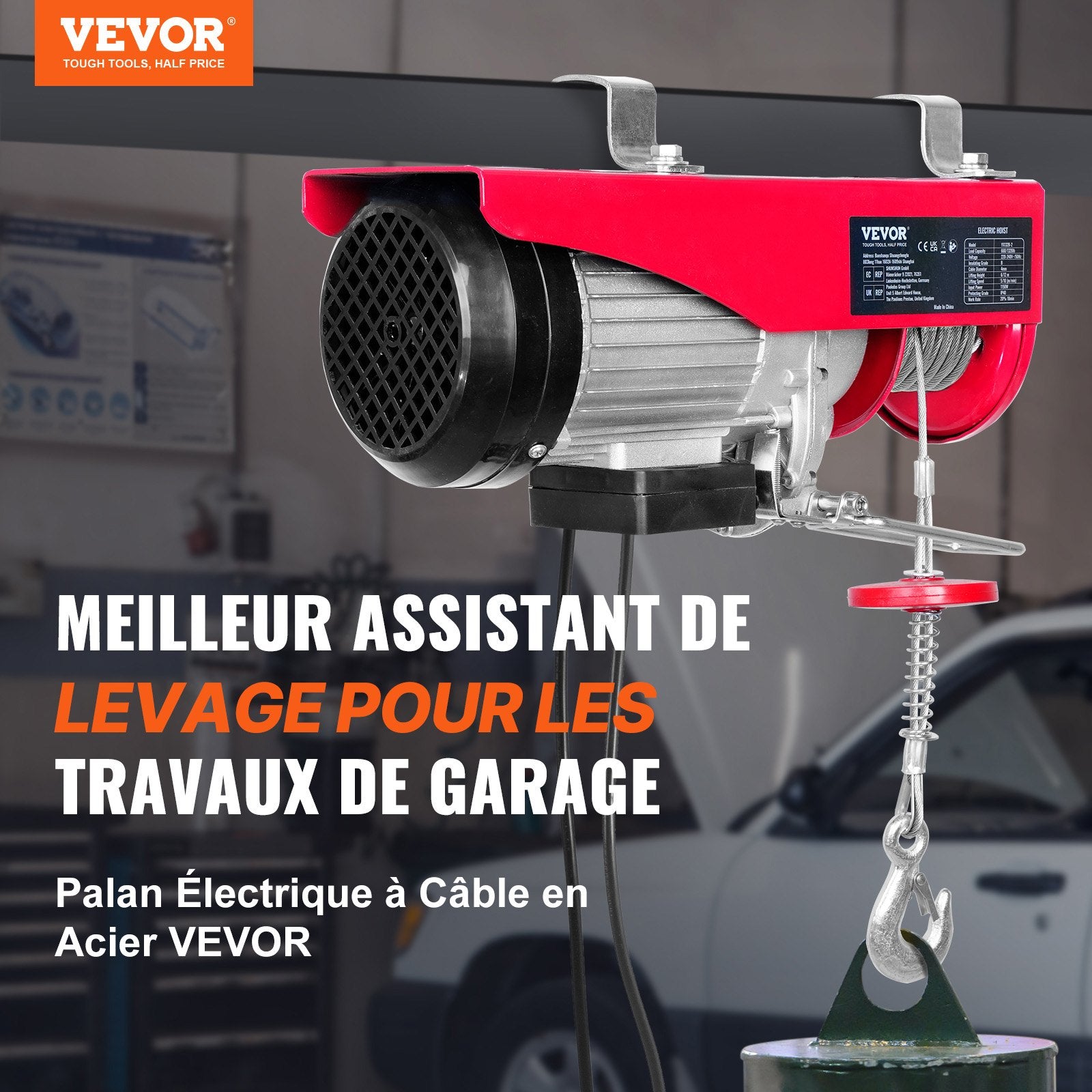 Elektrinė gervė VEVOR 1150W, 600 kg keliamoji galia