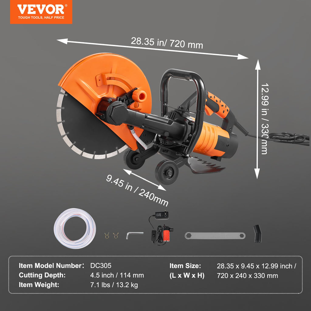 Elektrinis betono pjūklas VEVOR DC305, 2800W