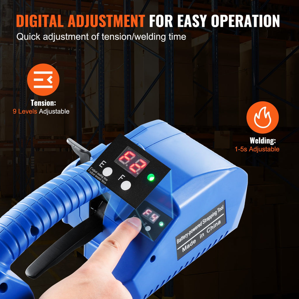 Automatinis elektrinis rišimo įrankis VEVOR DS-16, 9-16 mm juostoms