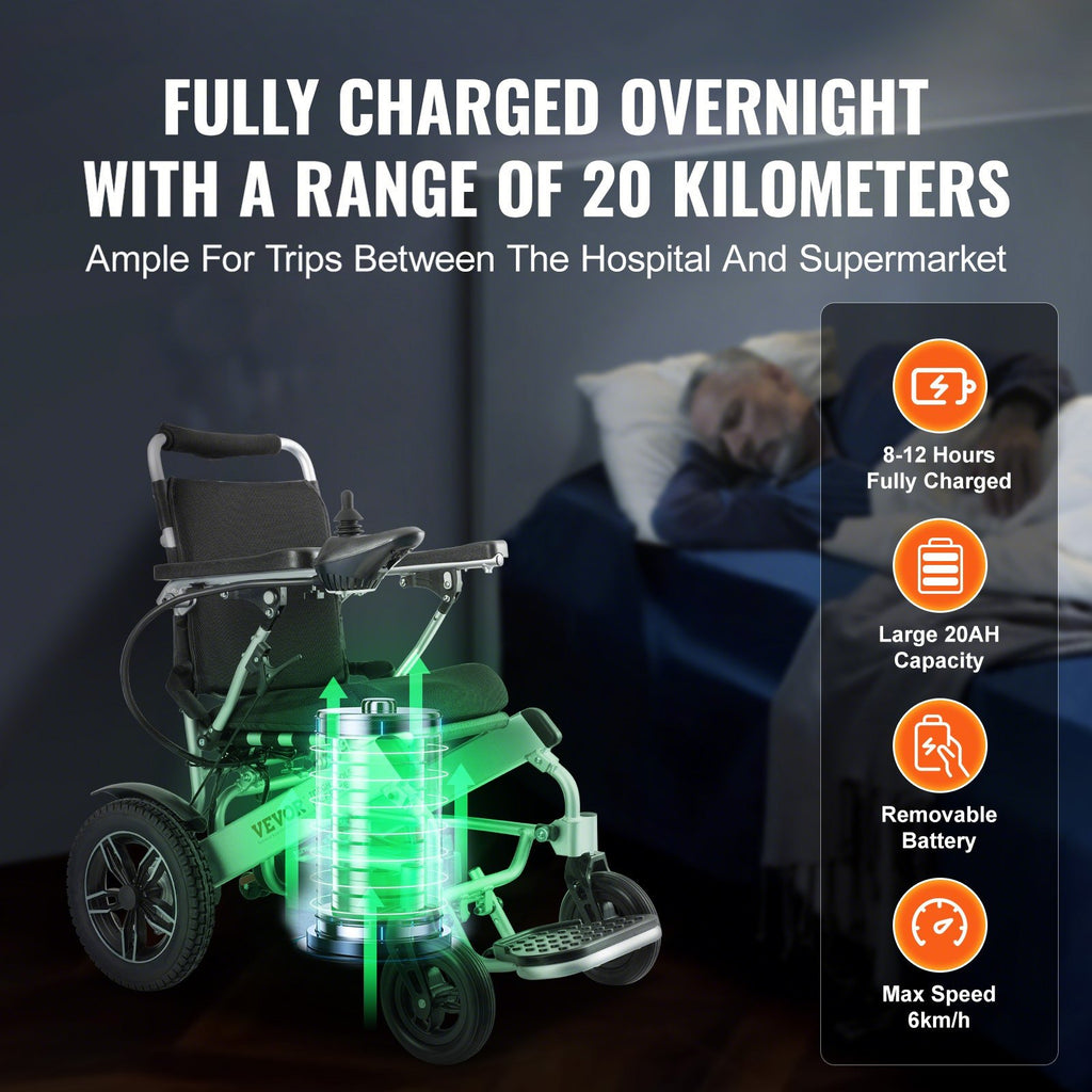Sulankstomas elektrinis neįgaliojo vežimėlis VEVOR JRWD6012, 136 kg apkrova