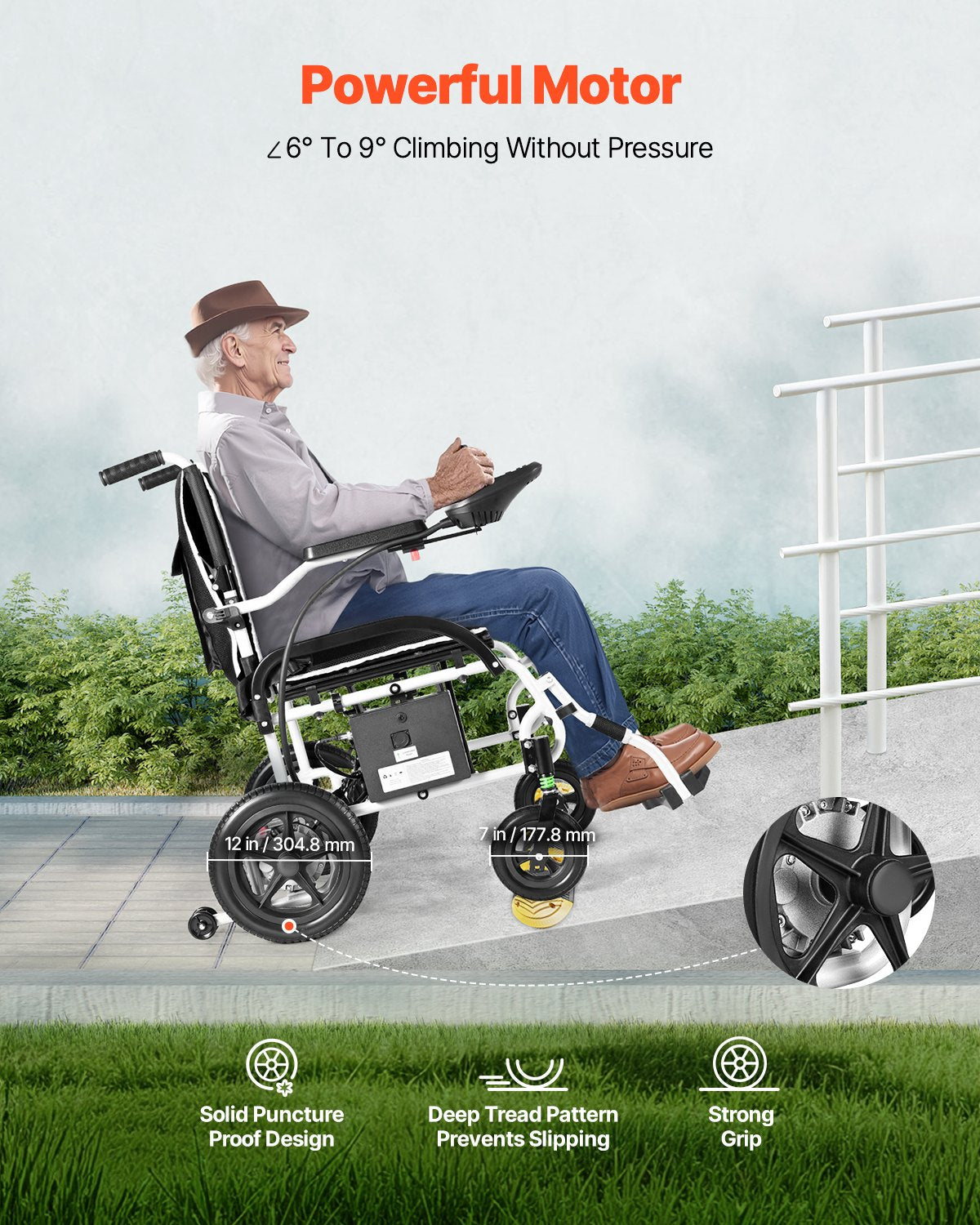 Elektrinis neįgaliojo vežimėlis VEVOR KR8807, 100 kg keliamoji galia