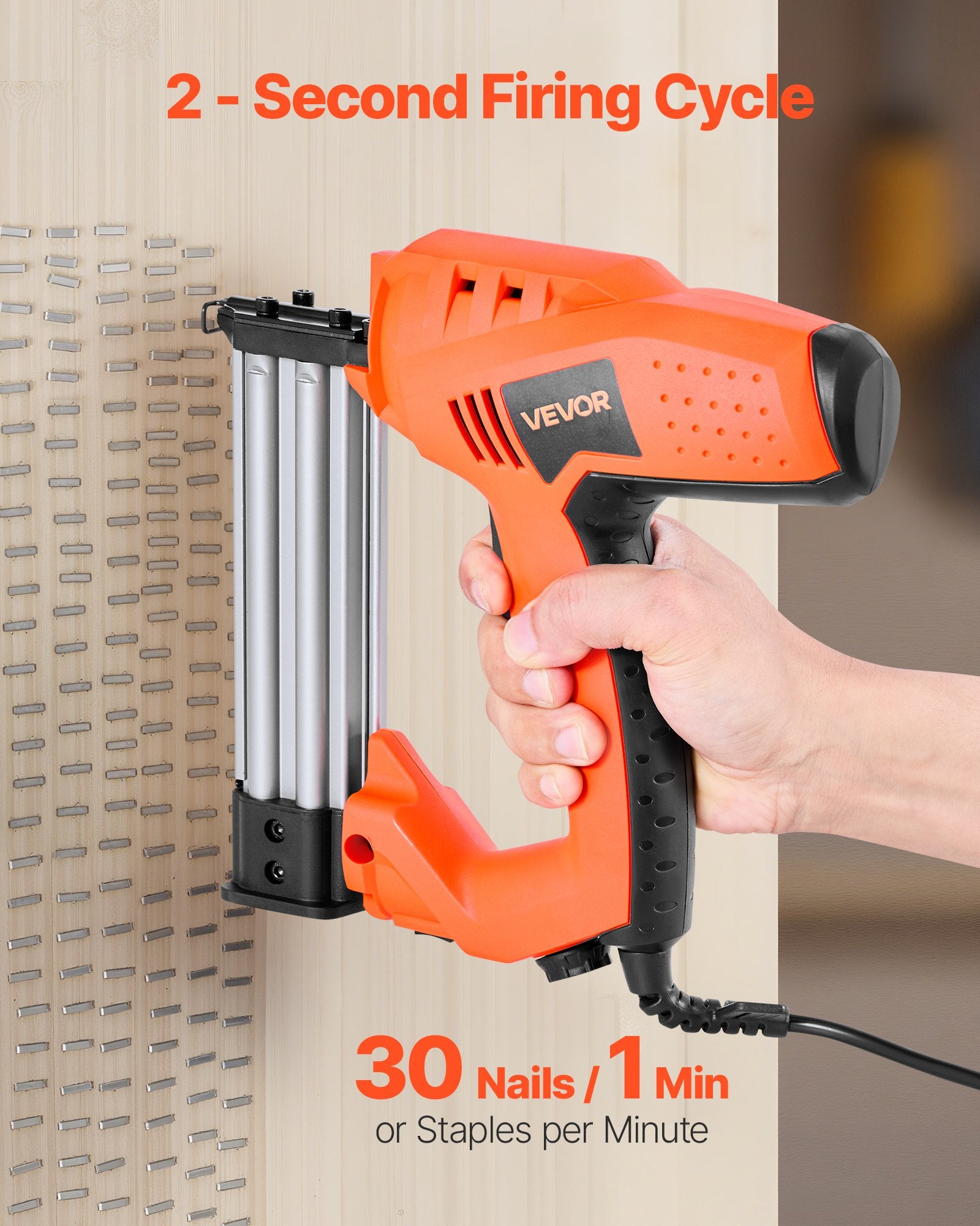 Elektrinis vinių ir kabių kalimo pistoletas VEVOR J-112, 18GA 32 mm