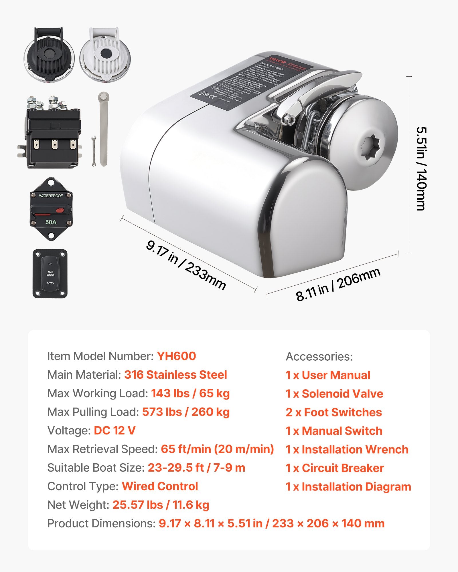Horizontali inkaro gervė VEVOR YH600, 600W