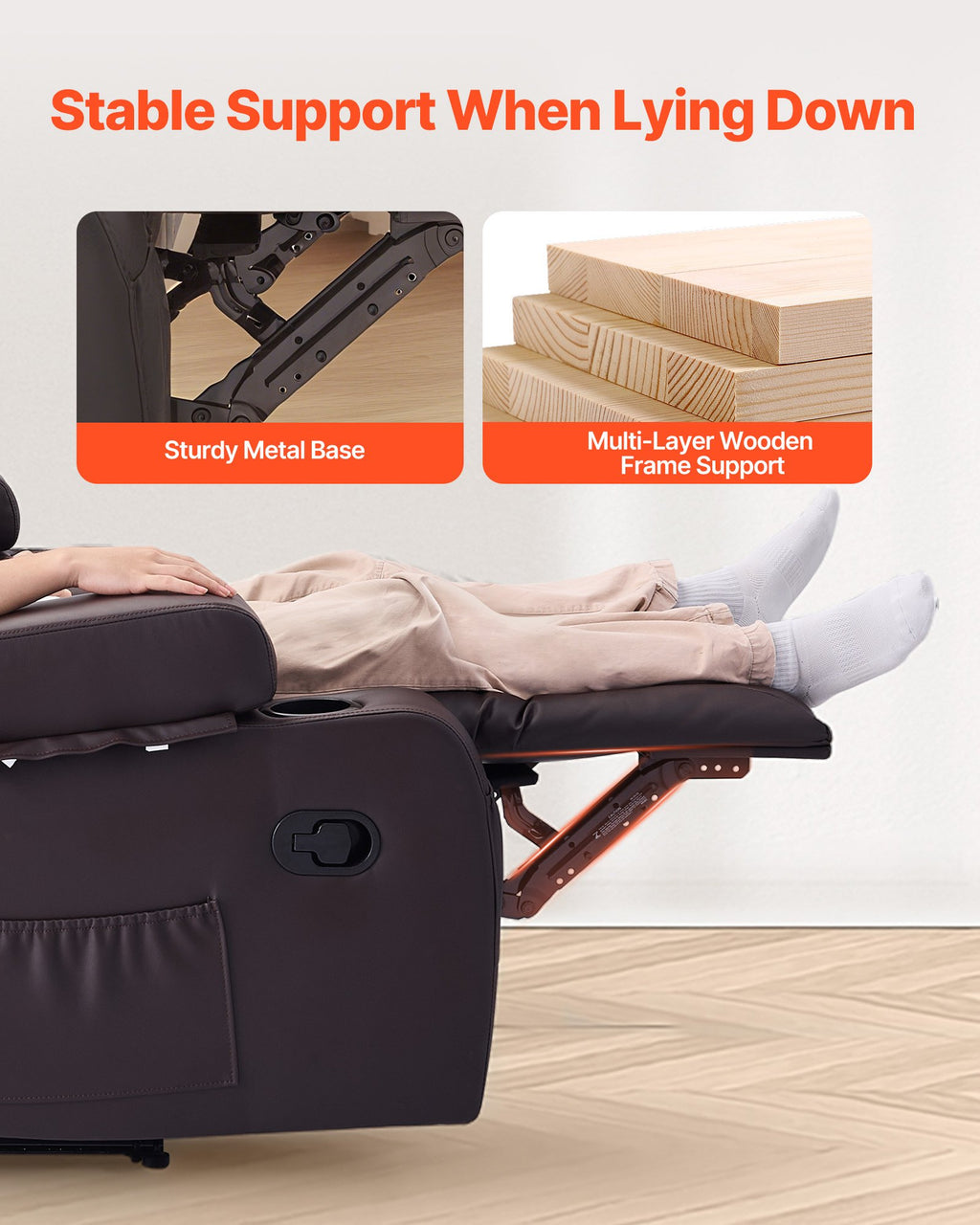 Dvivietė atlošiama sofa VEVOR SX-81673M, su vidine konsule