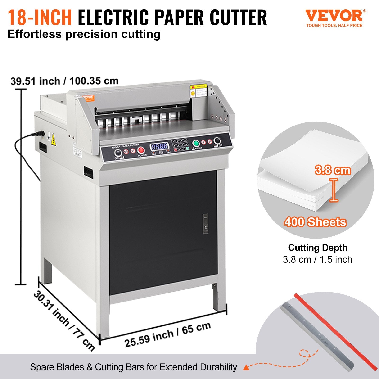 Elektrinė popieriaus pjaustyklė VEVOR 450VS+, 450 mm pjovimo plotis