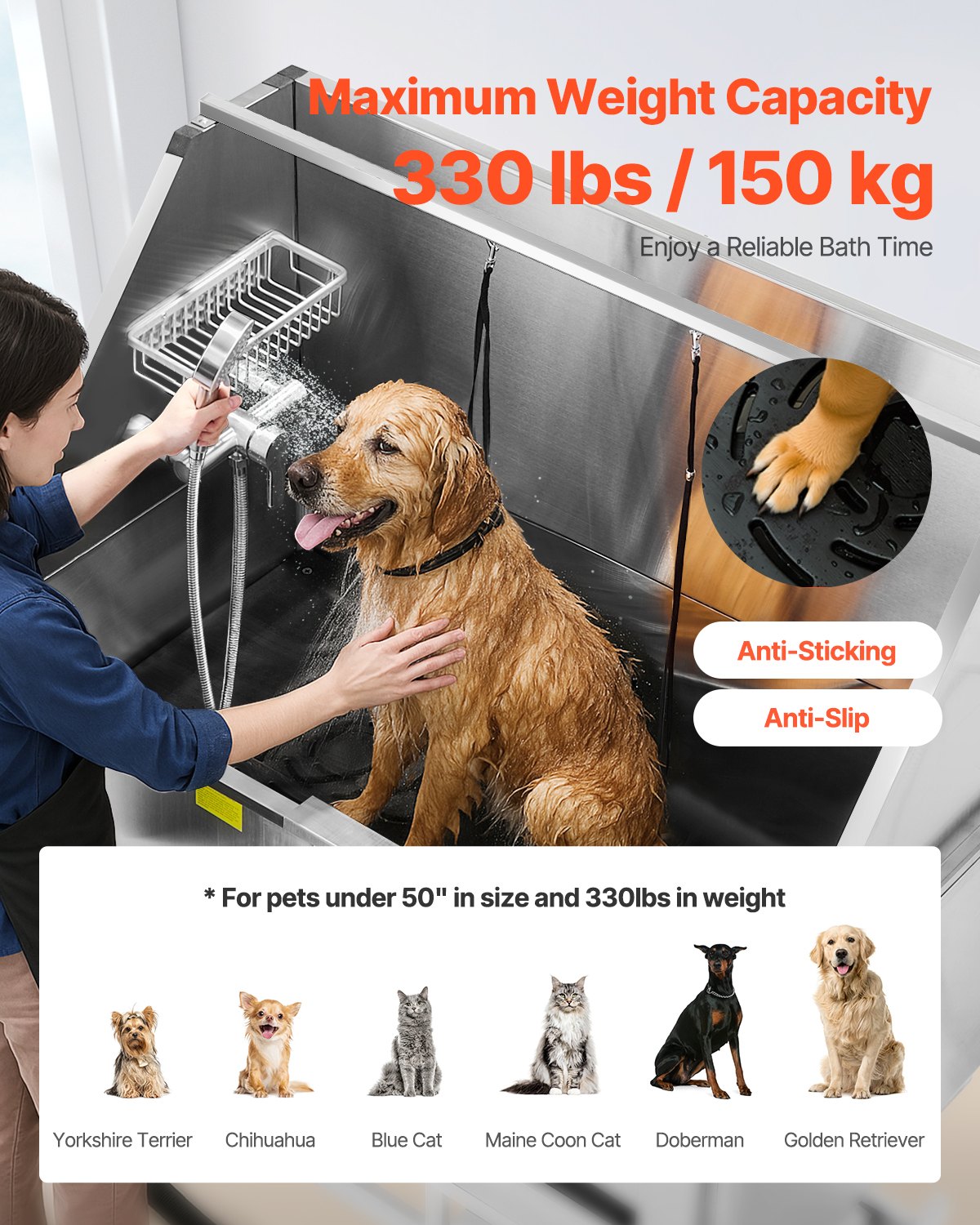 Elektrinė šunų maudymo vonia VEVOR K1E01027, 127 cm