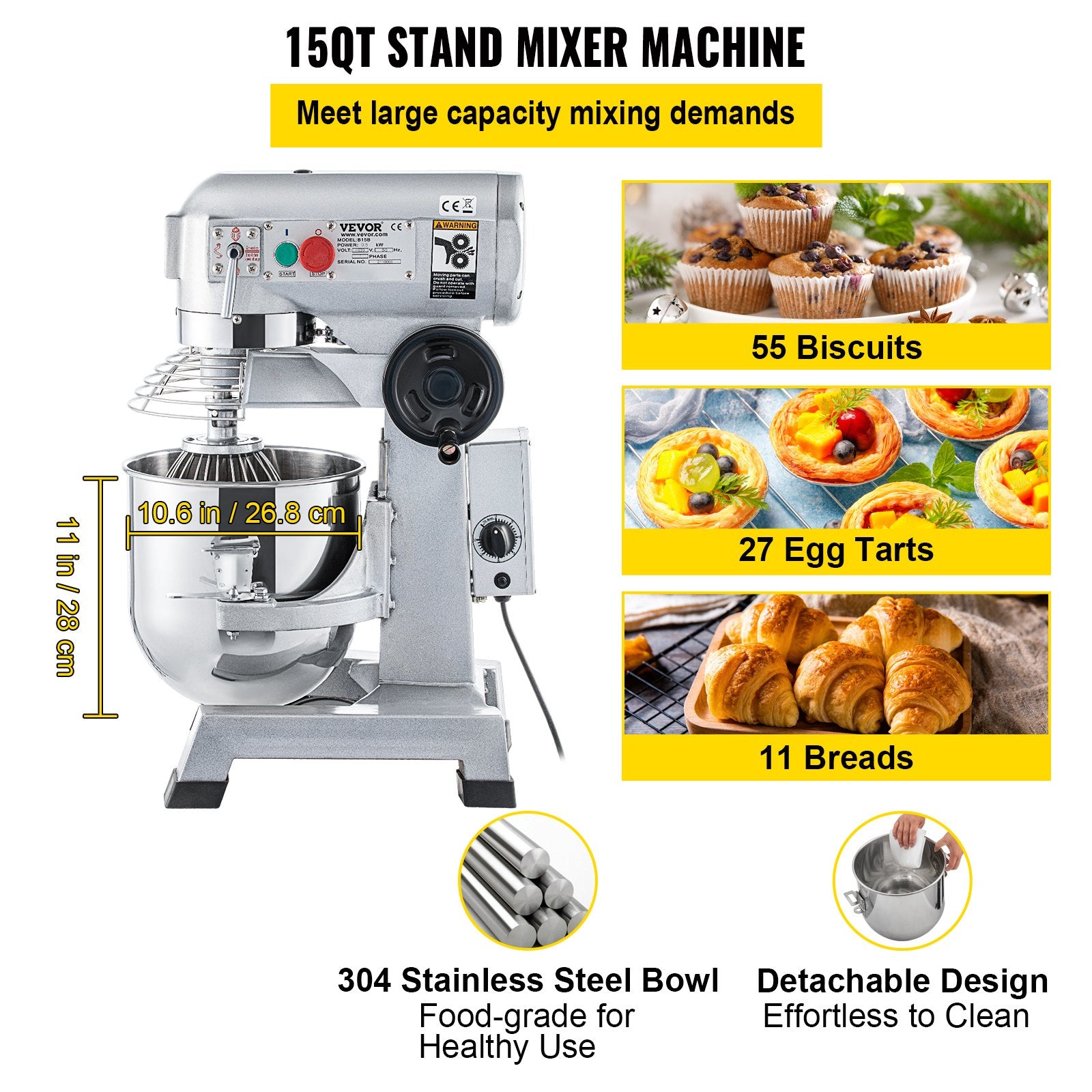 Planetarinis mikseris VEVOR B15-BT, 14,2 l