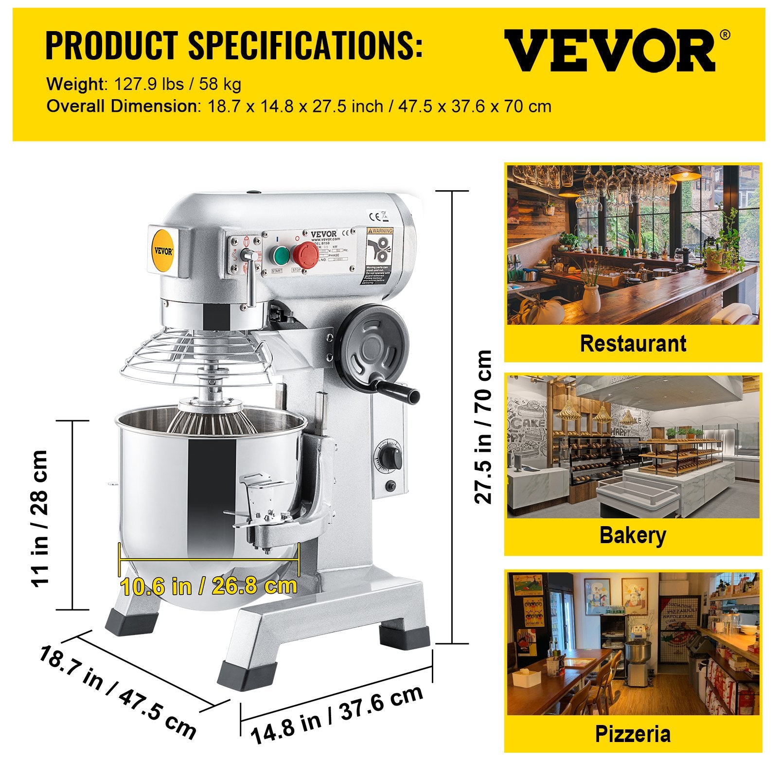 Planetarinis mikseris VEVOR B15-BT, 14,2 l