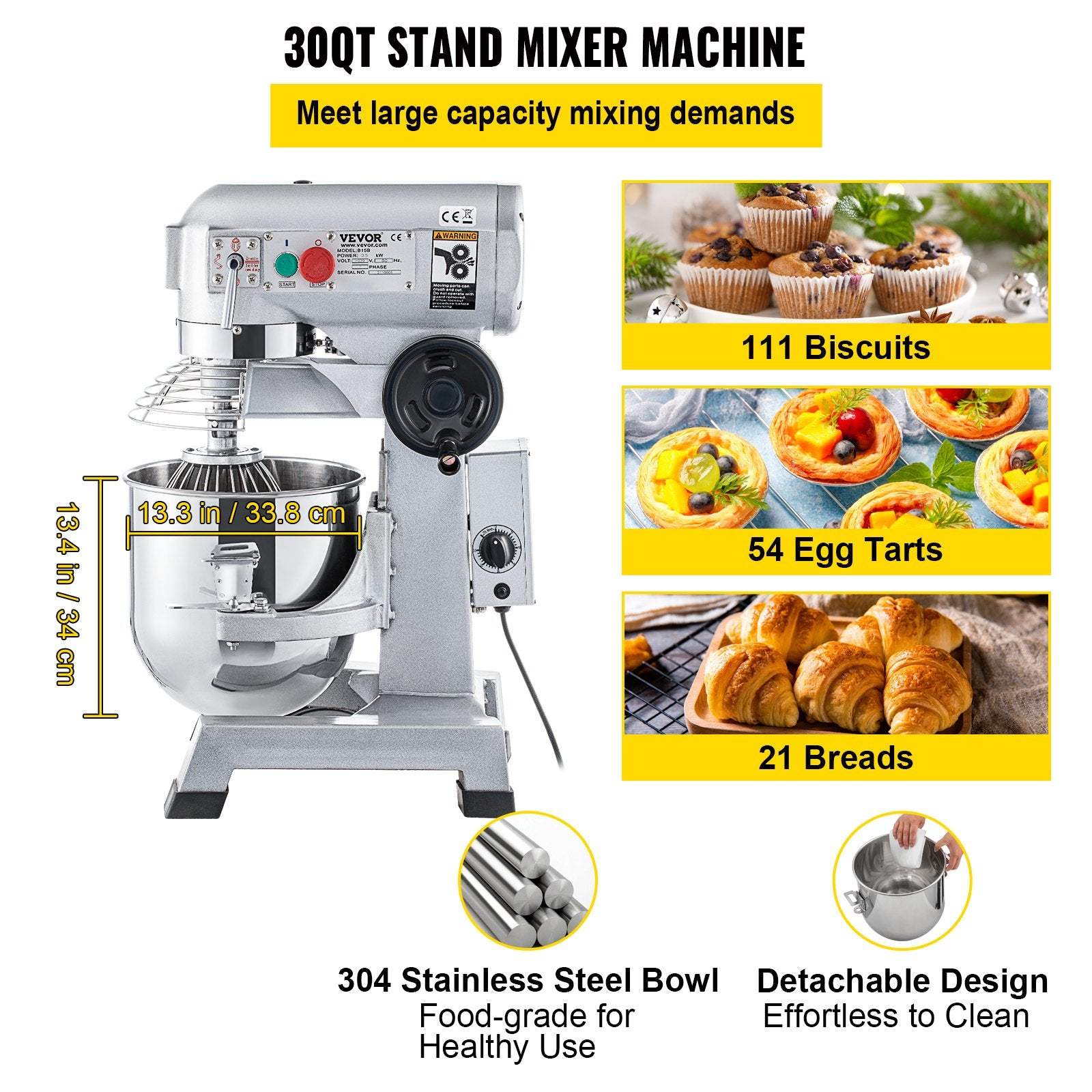 Planetarinis mikseris VEVOR B30-BT, 28,4 l talpa