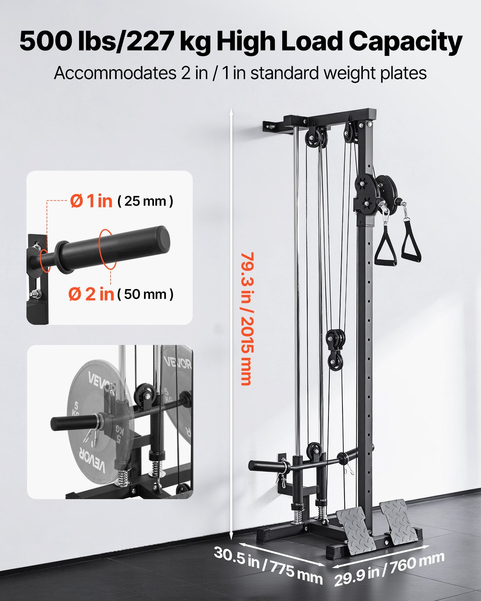 Vertikalių ir horizontalių traukų treniruoklis VEVOR HM2905B, 227 kg apkrova