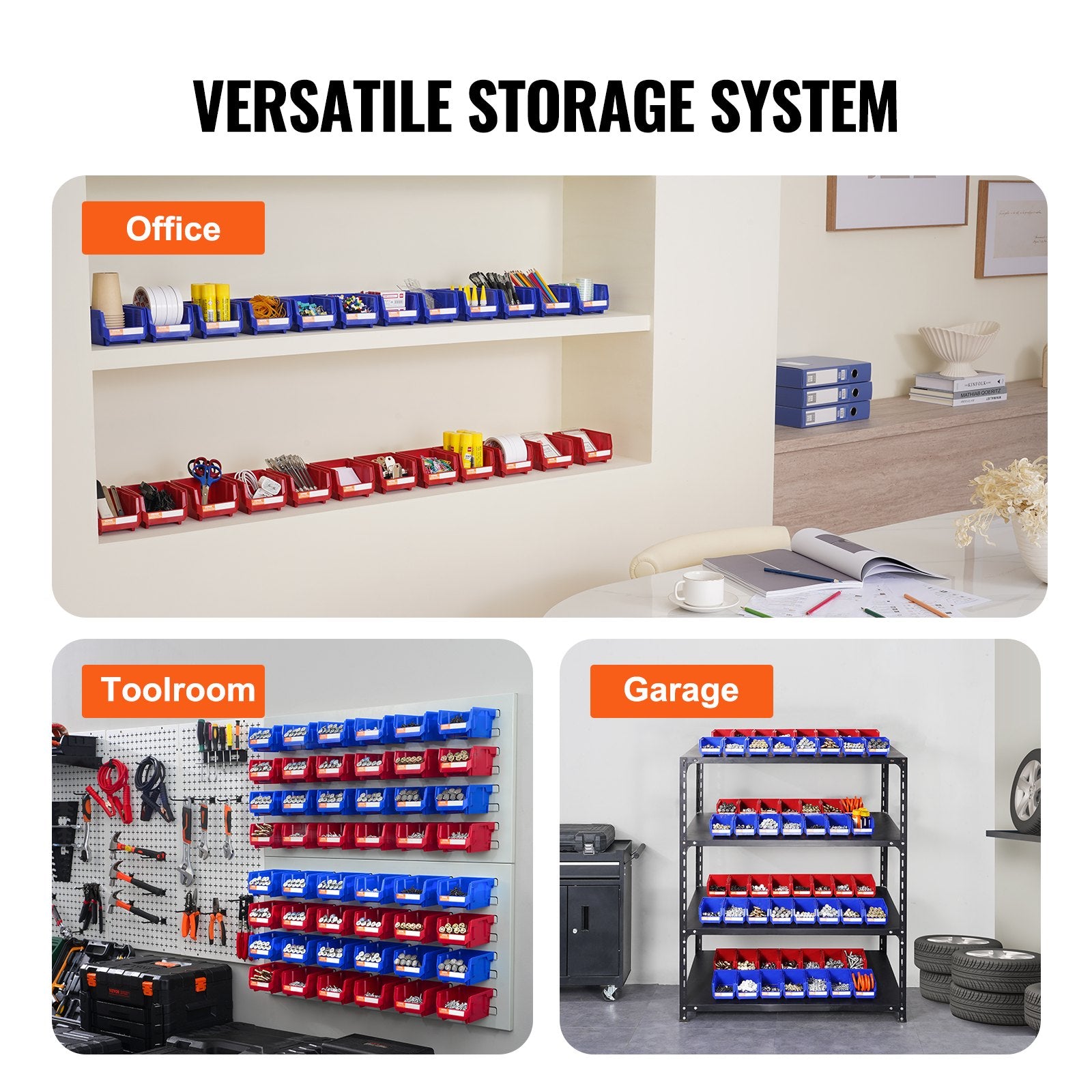 Plastikinės dėžutės detalėms VEVOR V1, 24 vnt. rinkinys