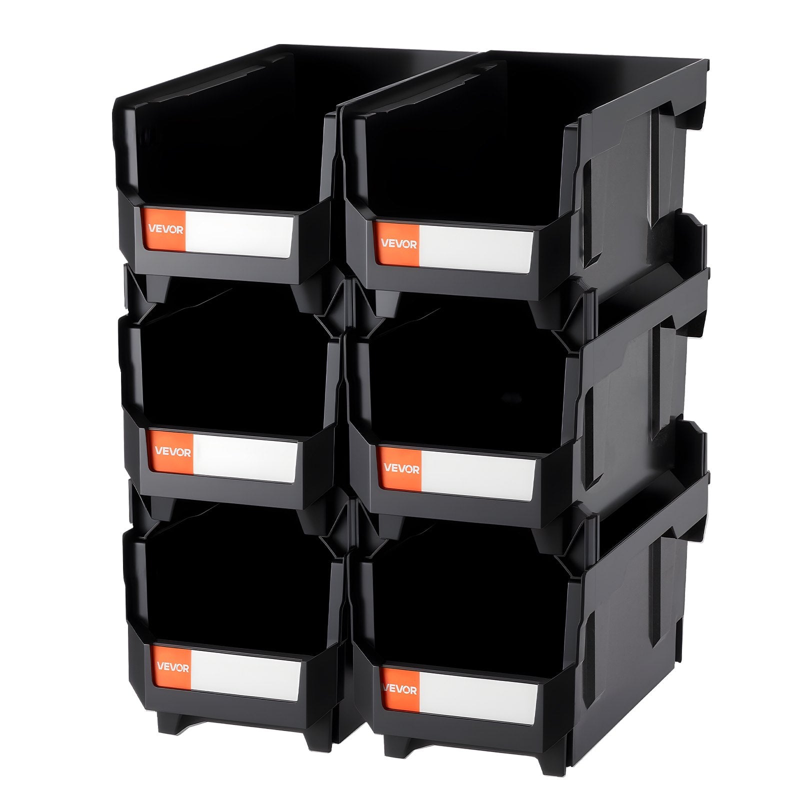 Plastikinės sandėliavimo dėžės VEVOR V6-Black-6, 6 vnt.