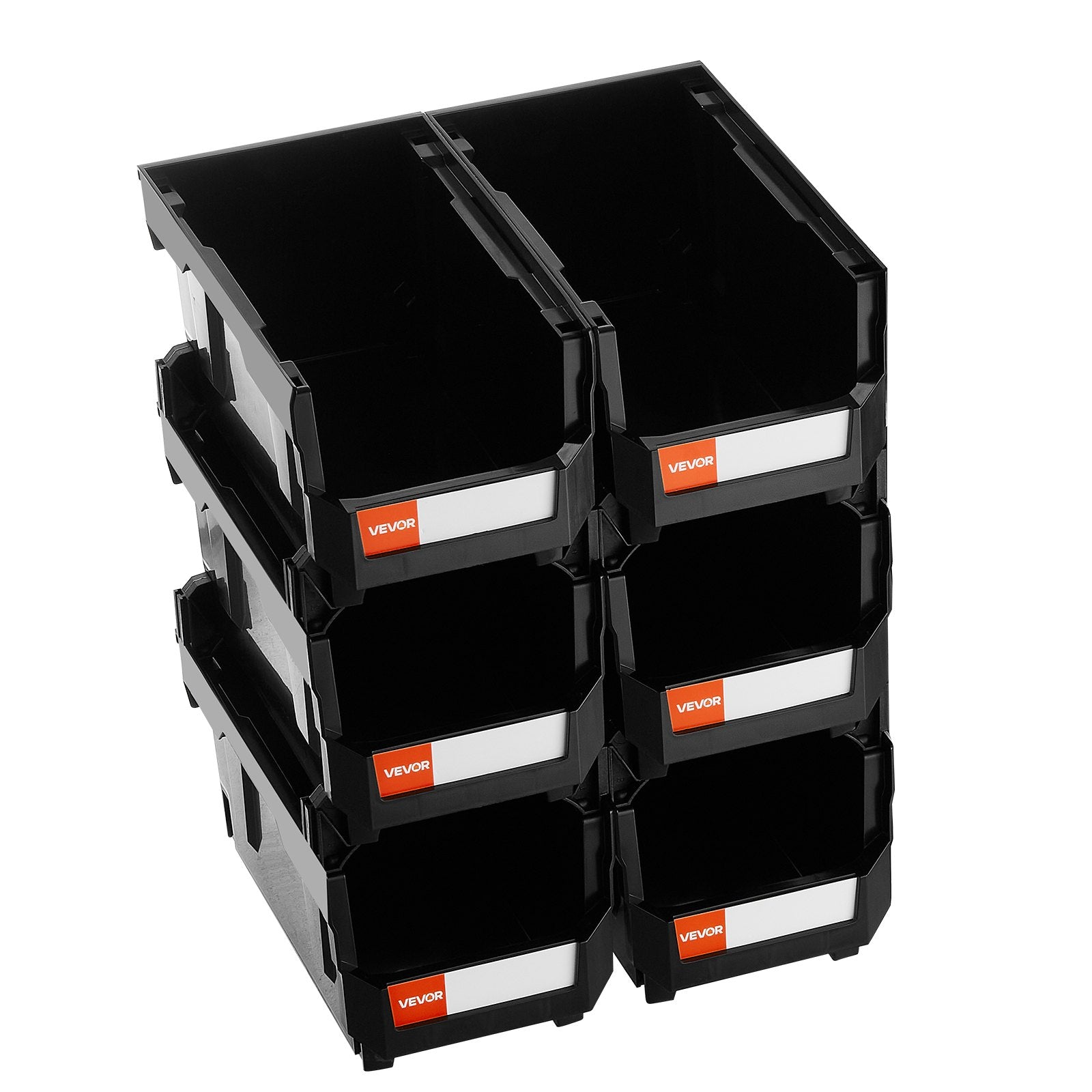 Plastikinės sandėliavimo dėžės VEVOR V6-Black-6, 6 vnt.