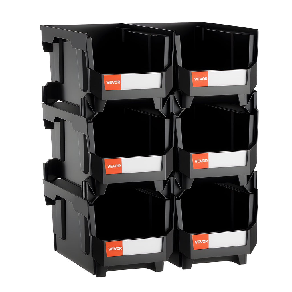 Plastikinės sandėliavimo dėžės VEVOR V6-Black-6, 6 vnt.
