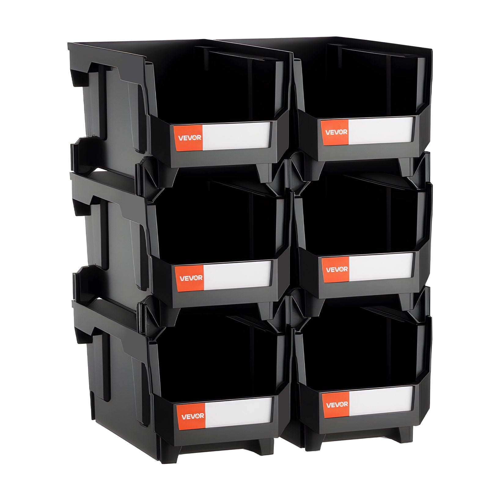 Plastikinės sandėliavimo dėžės VEVOR V6-Black-6, 6 vnt.