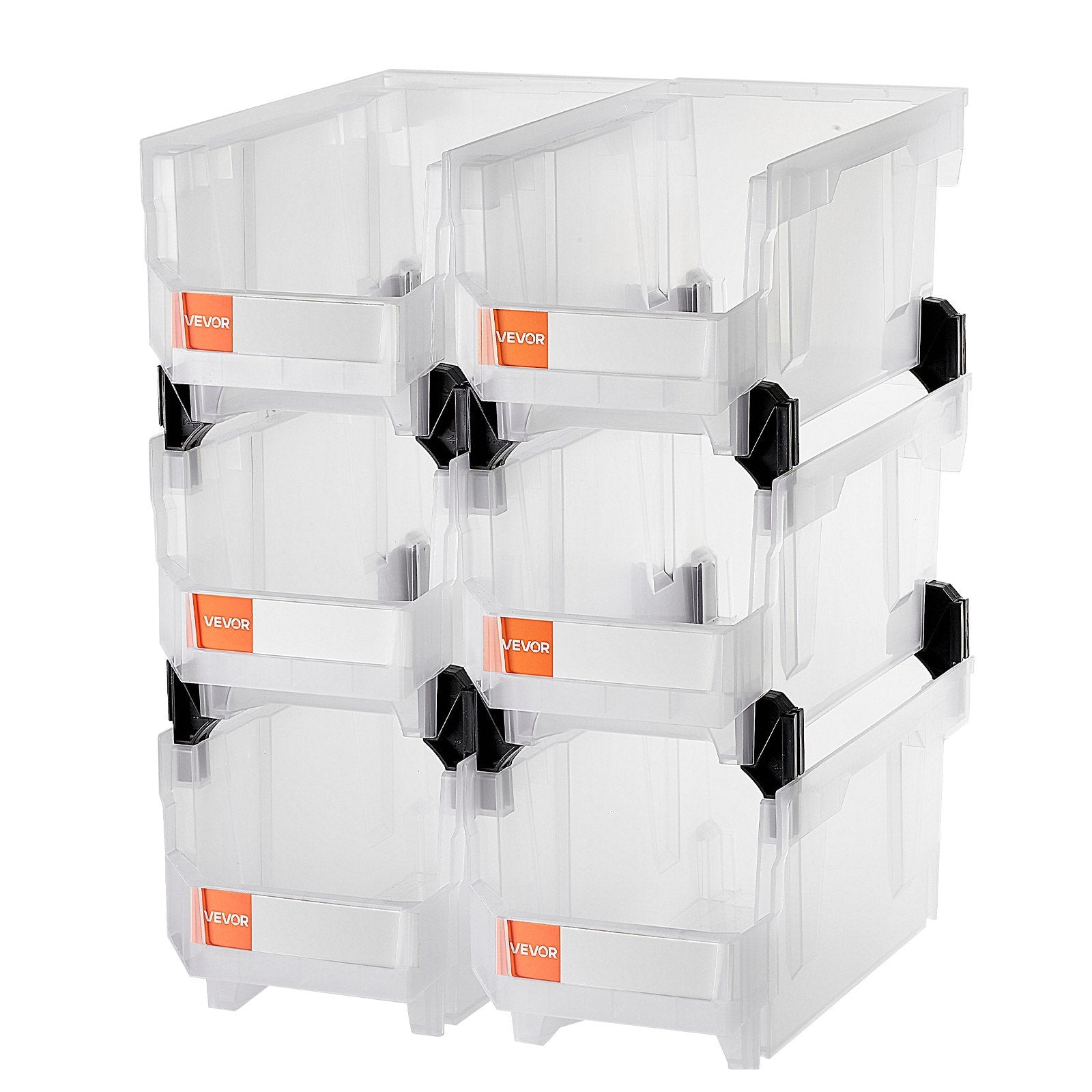 Plastikinės sandėliavimo dėžės VEVOR V6-Clear-6, 6 vnt.