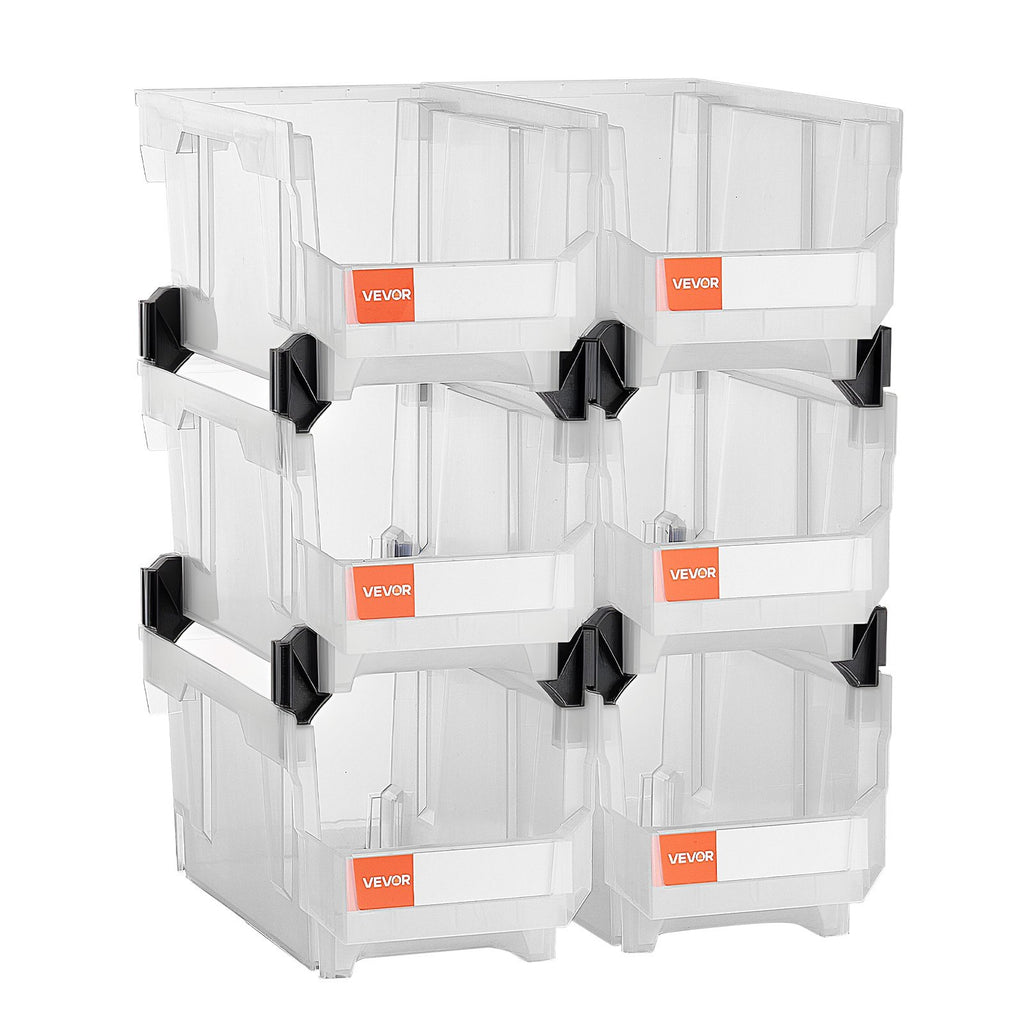 Plastikinės sandėliavimo dėžės VEVOR V6-Clear-6, 6 vnt.