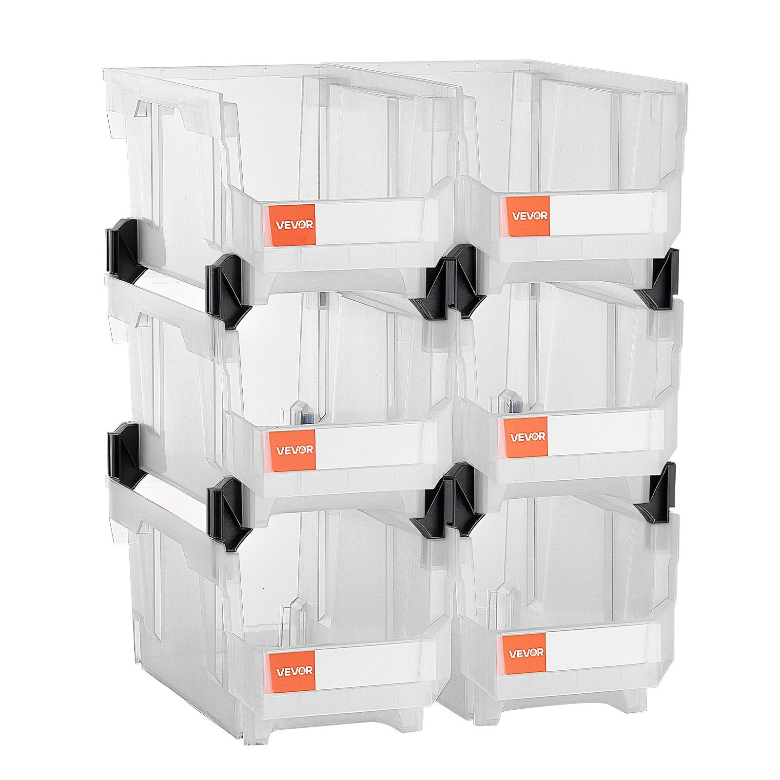 Plastikinės sandėliavimo dėžės VEVOR V6-Clear-6, 6 vnt.