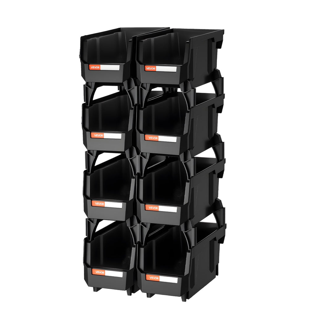 Plastikinės sudedamos dėžutės VEVOR V3-Black-8, 8 vnt.