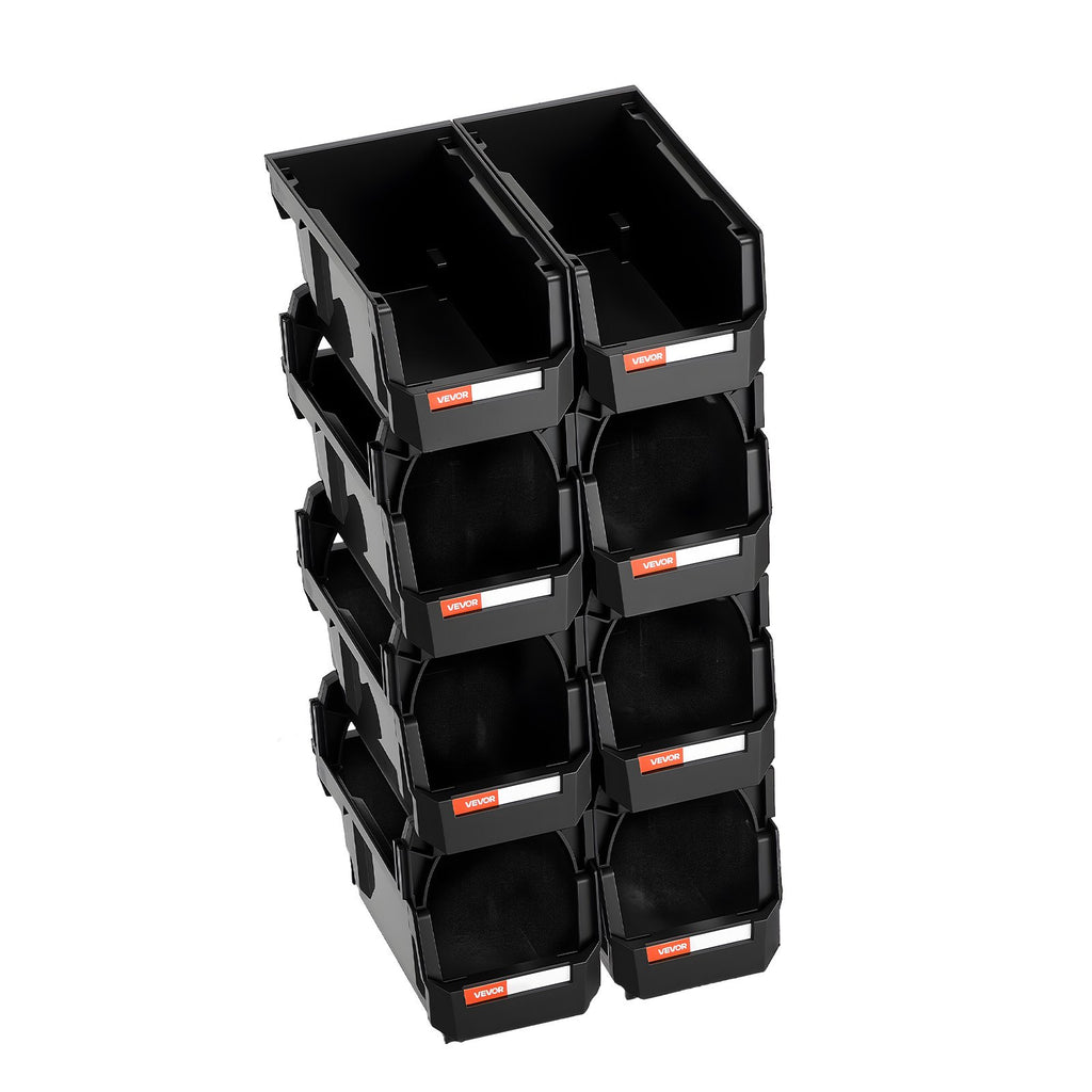 Plastikinės sudedamos dėžutės VEVOR V3-Black-8, 8 vnt.
