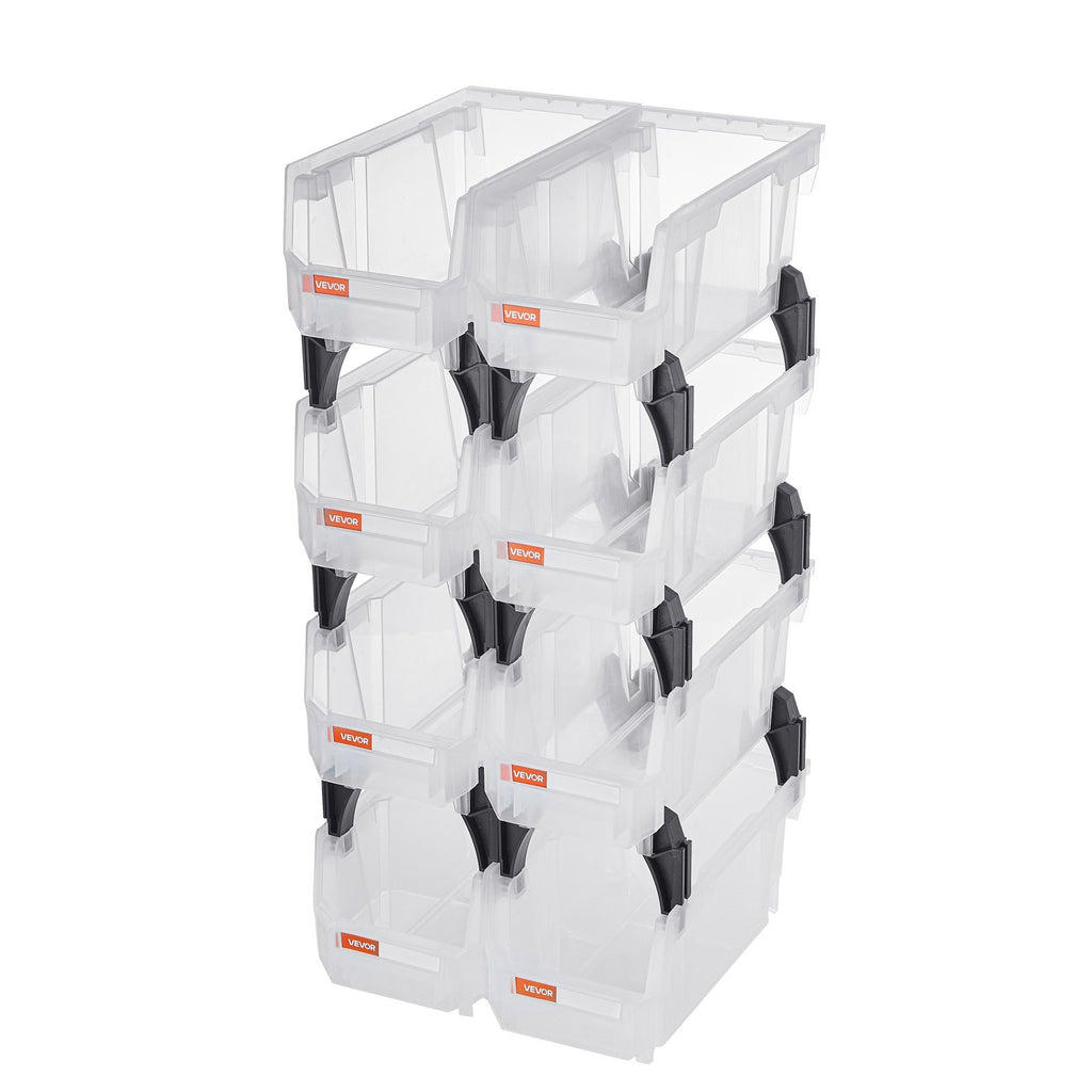 Plastikinės sandėliavimo dėžutės VEVOR V3-Clear-8, 8 vnt. rinkinys