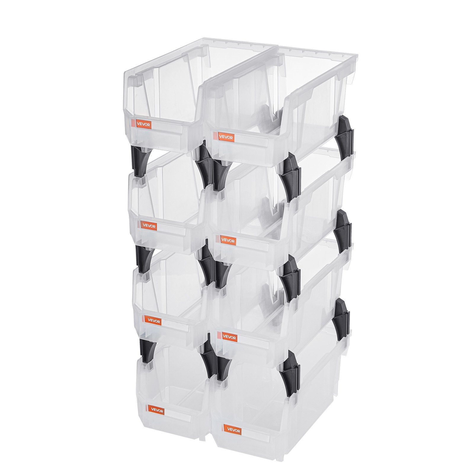 Plastikinės sandėliavimo dėžutės VEVOR V3-Clear-8, 8 vnt. rinkinys