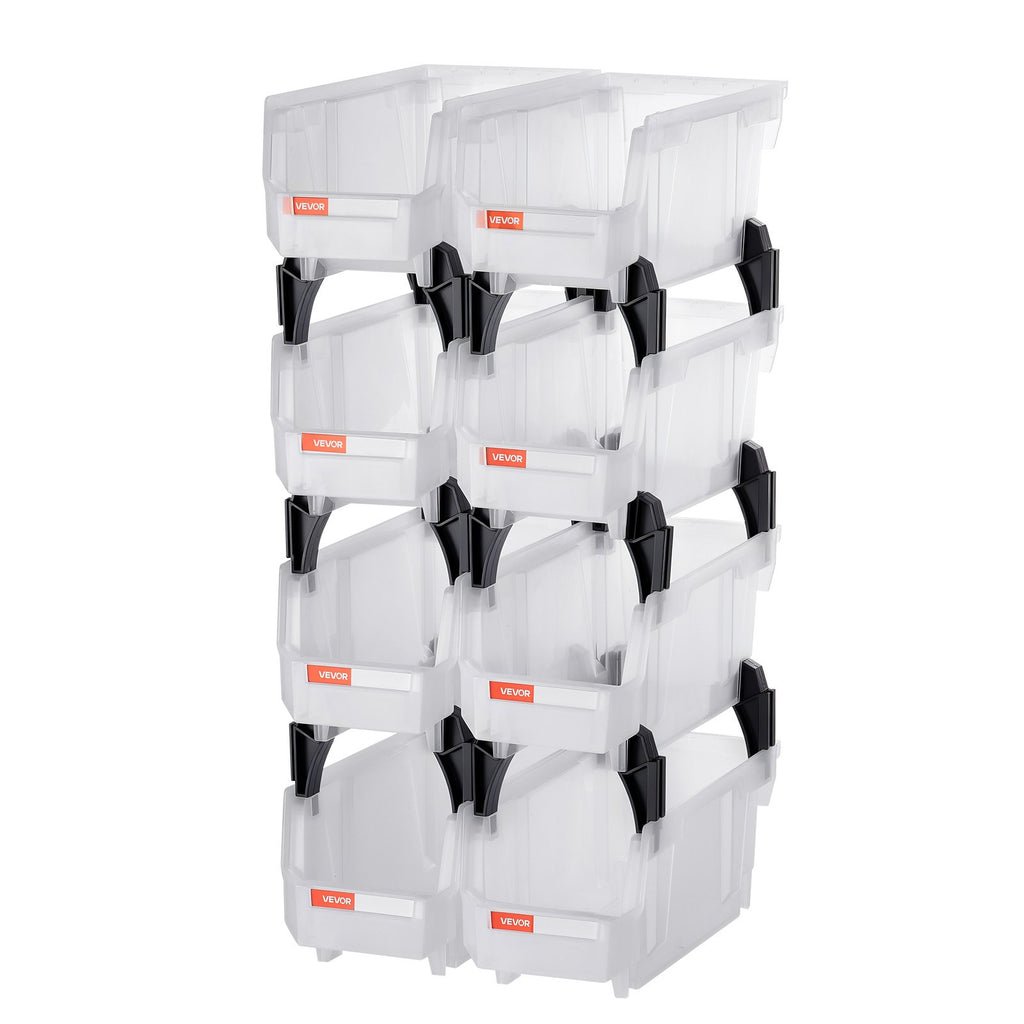 Plastikinės sandėliavimo dėžutės VEVOR V3-Clear-8, 8 vnt. rinkinys