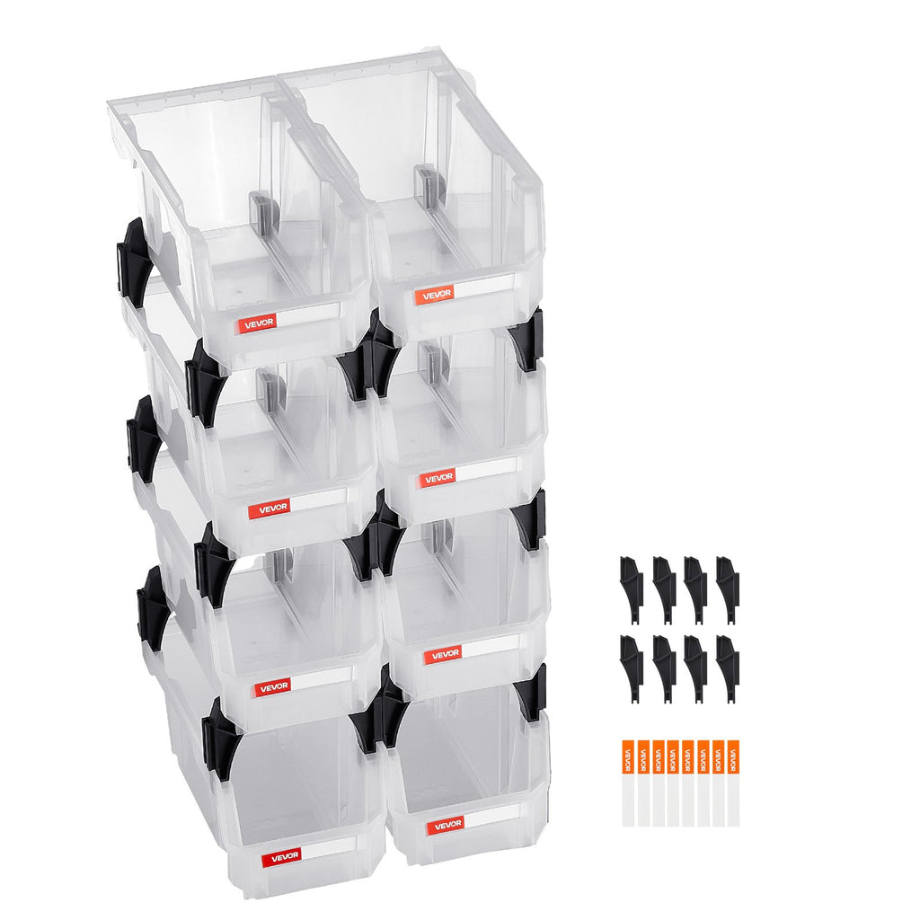 Plastikinės sandėliavimo dėžutės VEVOR V3-Clear-8, 8 vnt. rinkinys