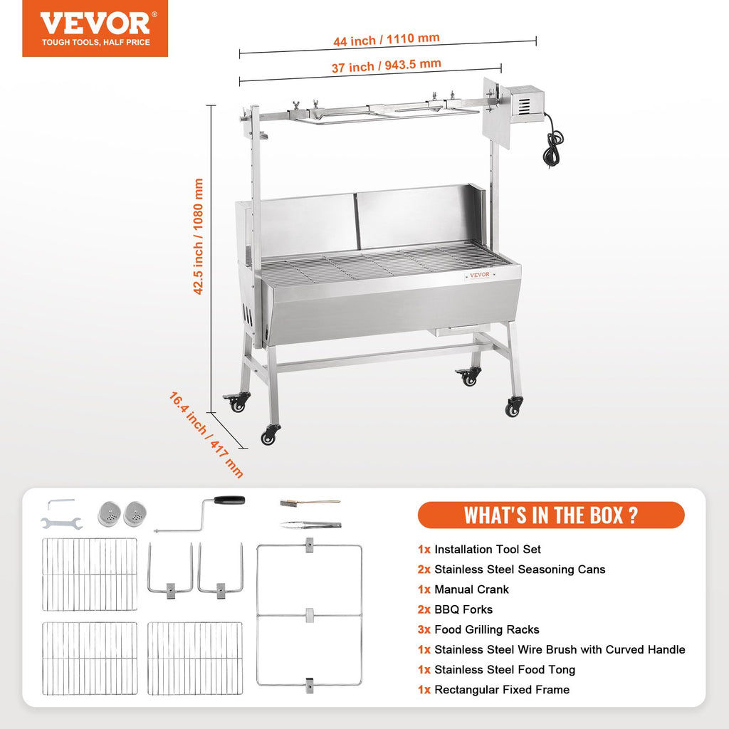 Elektrinė kepsninė su iešmu VEVOR JY-MY-KYLDB-35-220, 61,2 kg apkrova
