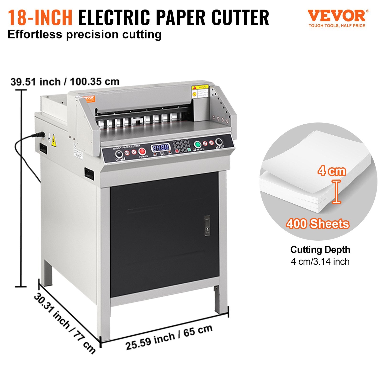 Elektrinė popieriaus pjaustyklė VEVOR 450VS+, 450 mm