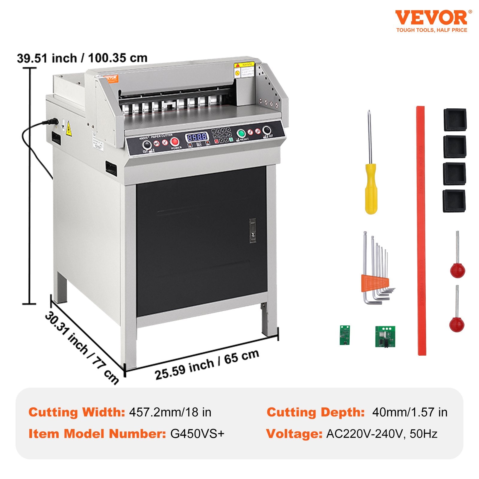 Elektrinė popieriaus pjaustyklė VEVOR 450VS+, 450 mm