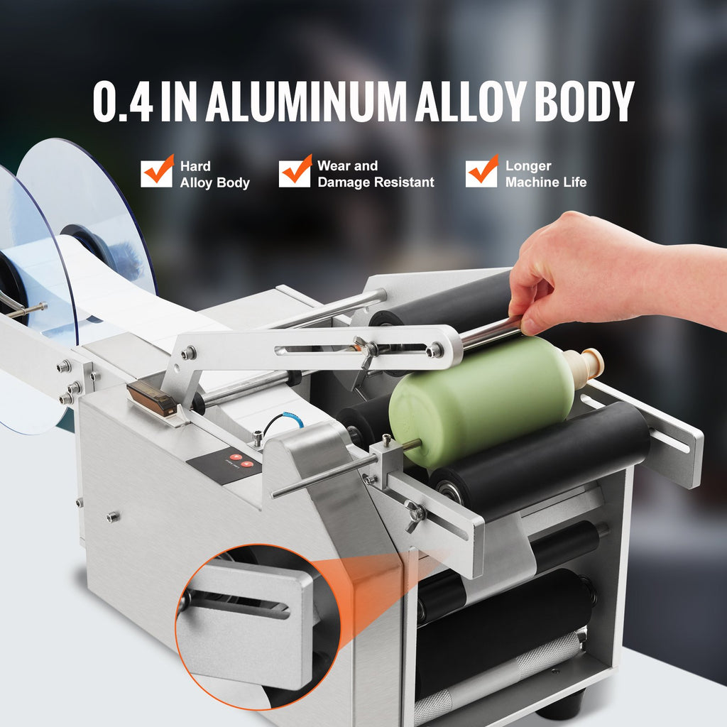 Pusiau automatinė apvalių butelių ženklinimo mašina VEVOR MT-50Alu-V1, 20–50 vnt./min.
