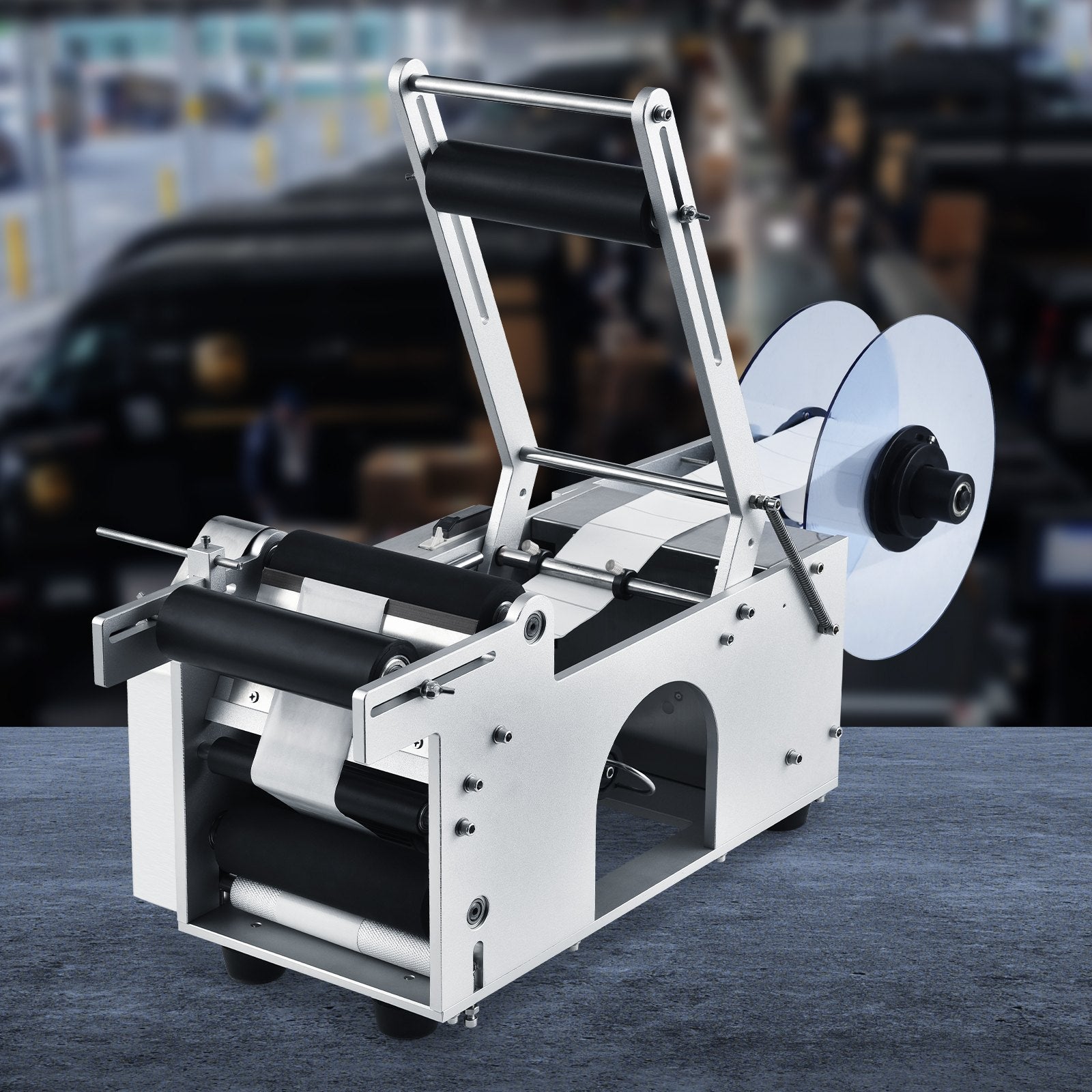 Pusiau automatinė apvalių butelių ženklinimo mašina VEVOR MT-50Alu-V1, 20–50 vnt./min.