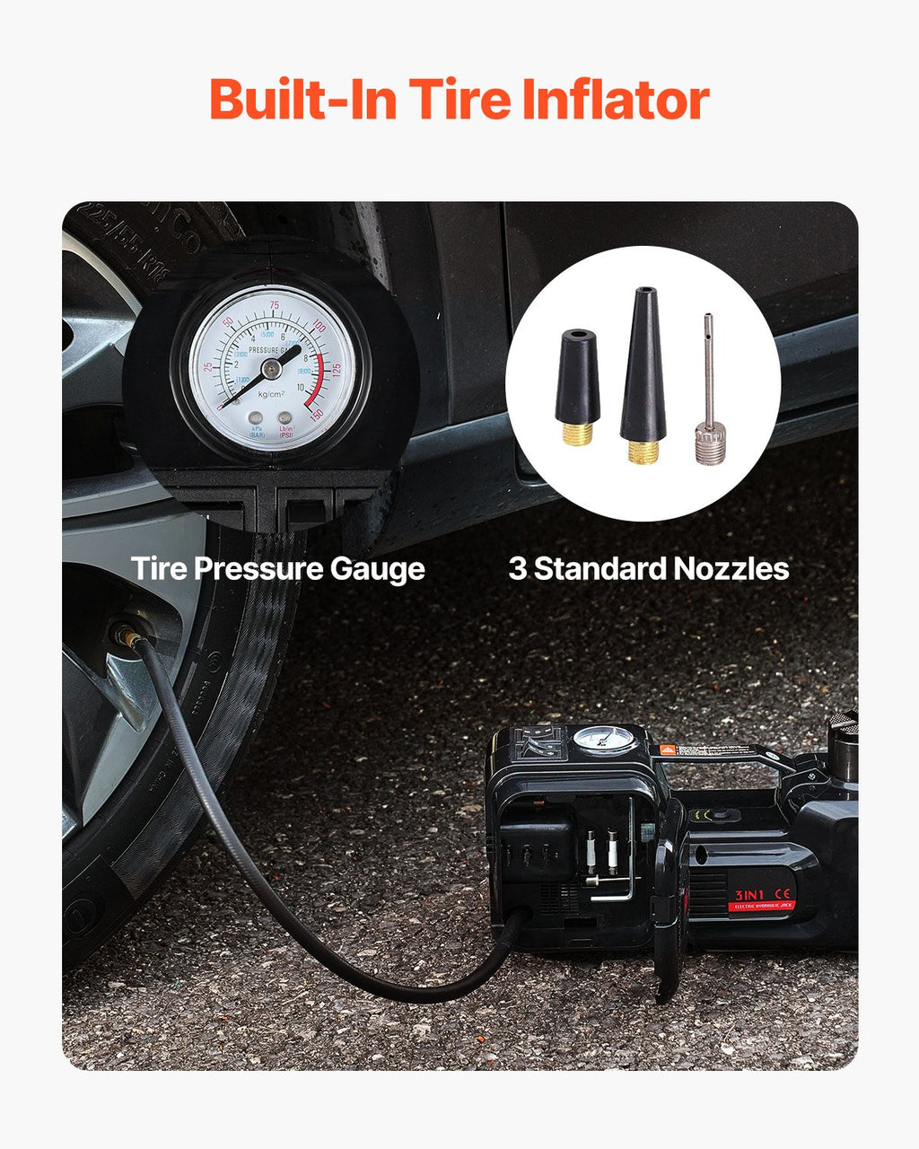 Elektrinis automobilinis domkratas VEVOR ZSY01-3, 5 tonos