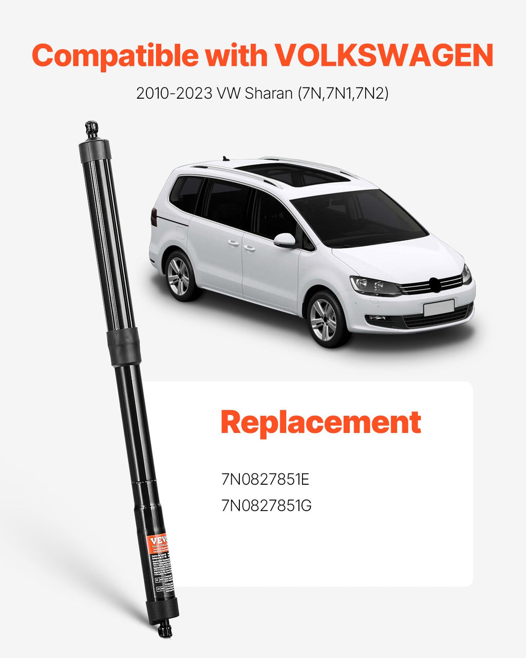 Elektriniai bagažinės dangčio keltuvai VEVOR VW Sharan (2010-2023), 2 vnt.