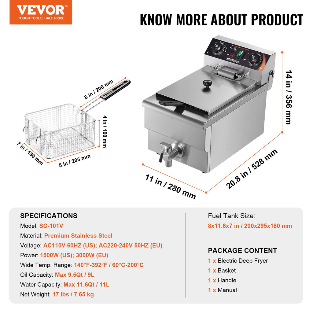 Profesionali gruzdintuvė VEVOR SC-101V, 3000 W