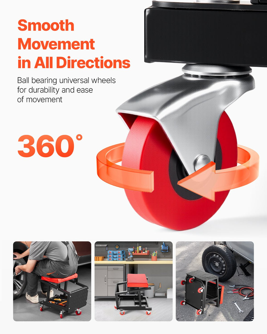 Mechaniko kėdė-laiptelis VEVOR XF8W218, 136 kg keliamoji galia