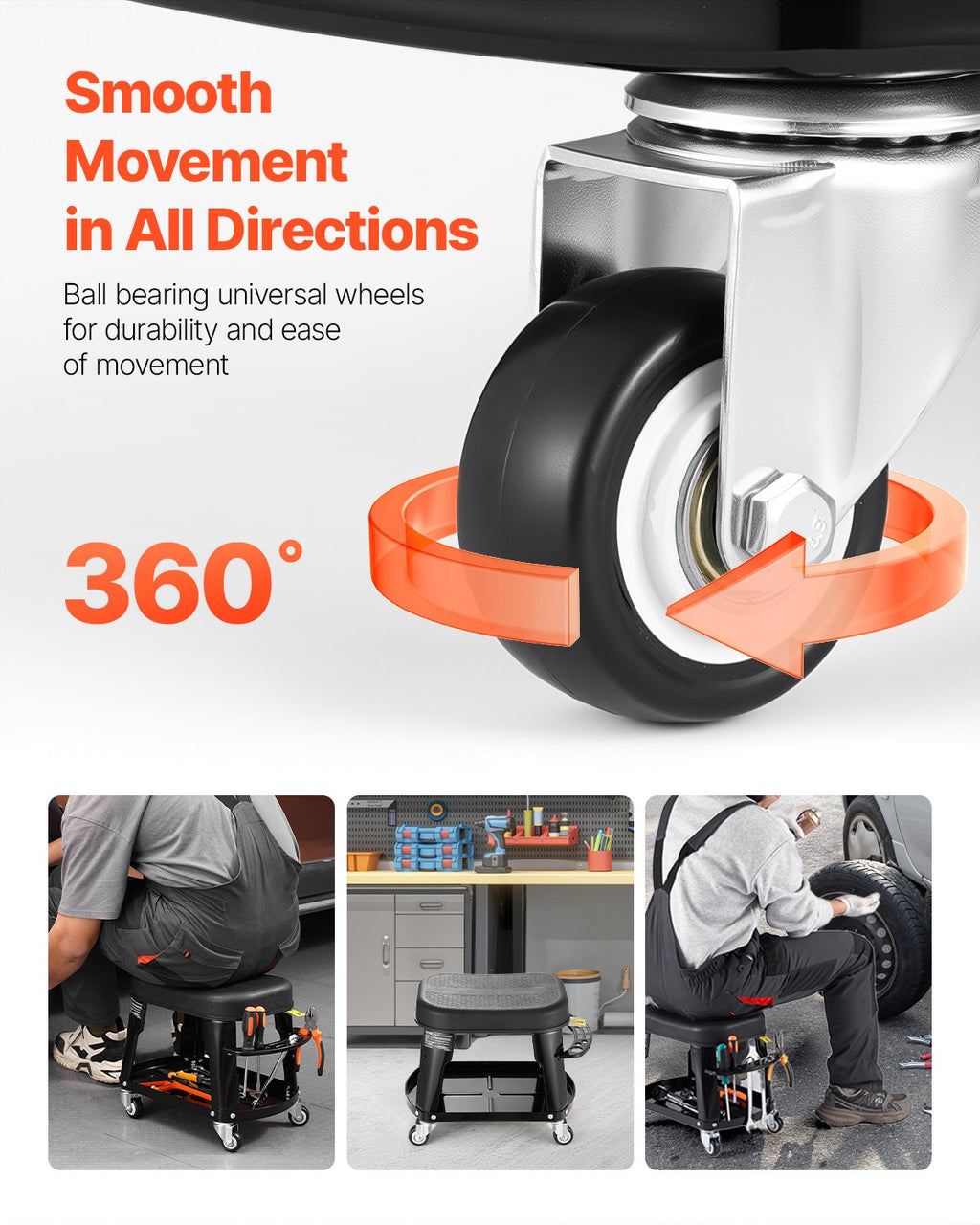 Mechaniko kėdė VEVOR XF8309, 136 kg keliamoji galia