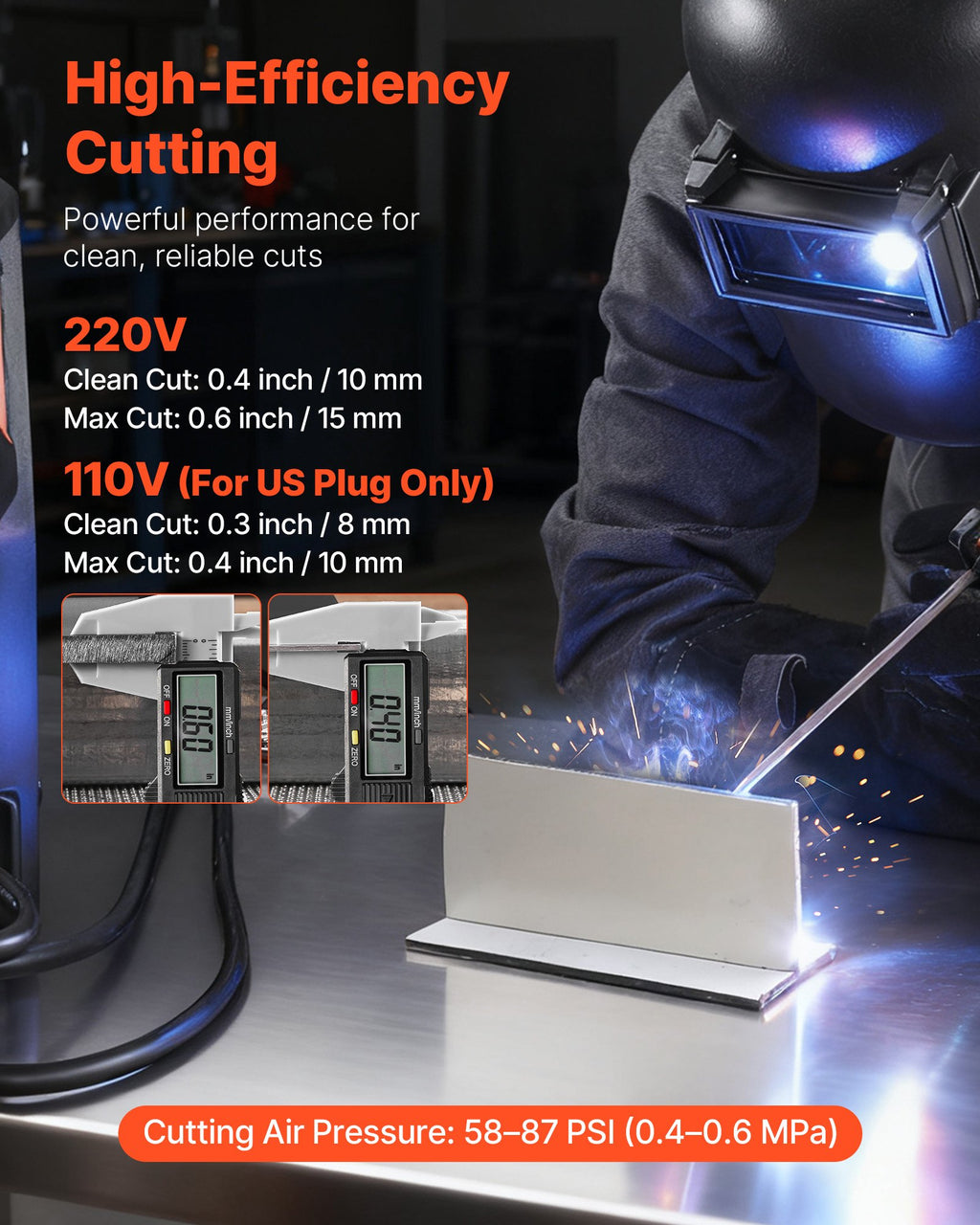 Plazminio pjovimo ir suvirinimo aparatas VEVOR CT-416, 3-in-1 (CUT/TIG/MMA)
